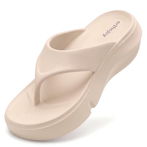 Image of ORTHO JOY Orthopedic Slippers for Women | Soft Cushioned EVA Flip Flops with Arch & Heel Support | Lightweight Anti-Slip Platform Thong Slides for Daily Wear, Indoor & Outdoor