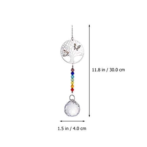 Amosfun 3Pcs Hanging Suncatcher Cristal Coruja Árvore Da Vida Pingente de Libélula Íris Chakra Conta