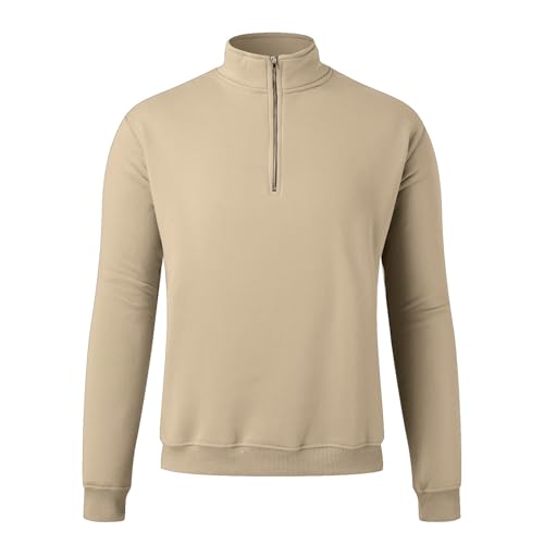 Mens Sweatshirts 1/4 Zipper Stand Collar Long Sleeve Pullover Tops Fall Winter Solid Casual Athletic Sweater Tops3