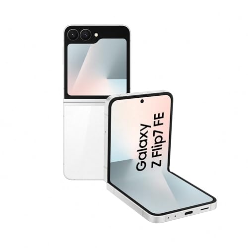 Samsung Galaxy Z Flip7 FE, Smartphone Android 5G avec Galaxy AI, 128 Go, Chargeur Secteur Rapide 25W Inclus, Smartphone déverrouillé, Blanc, Version FR