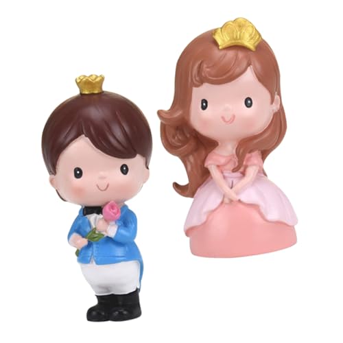 POPETPOP Muñecos de Recuerdo Príncipe y Princesa para Decoración de Pasteles, Resina Ecológica, 2 Piezas Surtidas, Adorno para Tartas y Fiestas, Adecuado para San Valentín Color Aleatorio