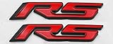 2X RS Emblem Letters Decal Sticker 3D Logo Badge（Black-red