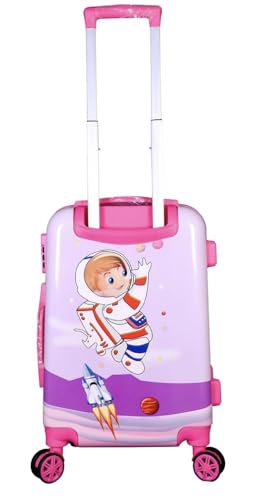Image of ADSON Abs Kids Trolley 360 Rotating Luggage 360 Degree Wheels Non-Breakable 20 Inch Kids Hardsided Suitcase with 4 Wheels, 360 Degree Wheel Travel Trolley Bag (Purple Space Astronaut)