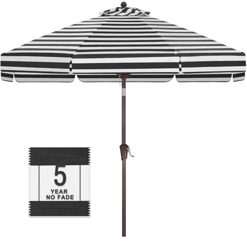Image of MASTERCANOPY 9ft Olefin Valance Patio Umbrella Black & White