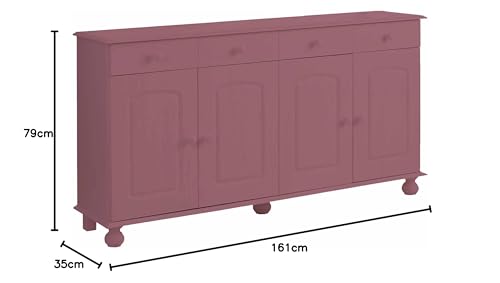 Image of APRODZ Solid Wood Sideboard Cabinet for Living Room | Wooden Storage Cabinet with 3 Drawers & 3 Doors | Kitchen Crockery Cabinet | Drawer Cabinet for Dining Room Bedroom | 161x35x79 cm,Pasadena Rose