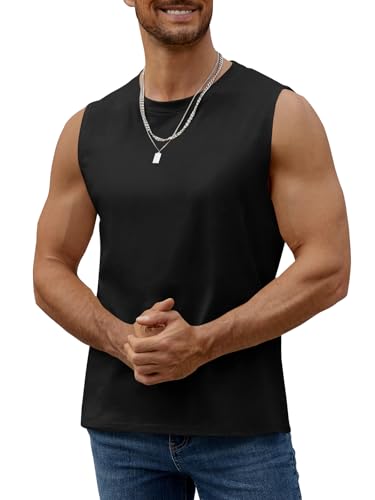 Mens Workout Sleeveless Shirts Cotton Casual Tank Tops Muscle Gym Cut Off T-Shirts4