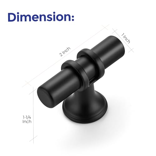 Image of Ravinte 5 Pack Single Hole Cabinet Pulls Kitchen Cupboard Handles with Round Base Matte Black Drawer Pulls Cabinet Handles 2 inch Length