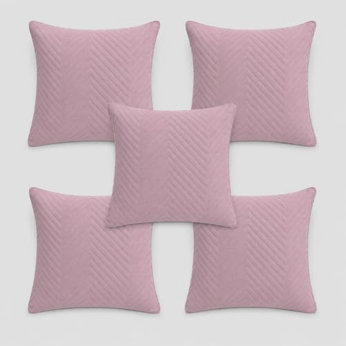 Image of RD TREND UltraSonic Microfiber Cushion Covers 24 inch x24inch, Set of 5, 250 TC, Back Zipper (Mauve Rose)
