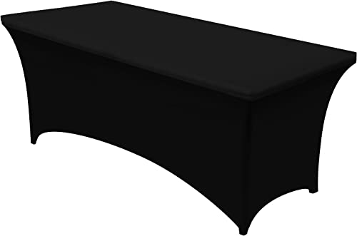 Utopia Kitchen Spandex Tablecloth 1 Pack [8FT, Black] Tight, Fitted, Washable and Wrinkle Resistant Stretch Rectangular Patio Table Cover for Event, Wedding, Banquet & Parties [96Lx30Wx30H Inch] by Utopia Kitchen - Used condition - US$10.77