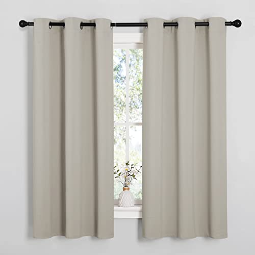 Image of NICETOWN Natural Blackout Curtains for Bedroom (1 Pair, 42 x 63 inches), Farmhouse Thermal Insulated Room Darkening Drapes for Windows