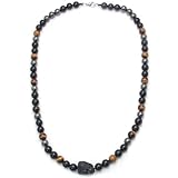 COLORFEY Triple Protection Crystal Necklace for Men, Healing Crystal Tourmaline Necklace Real Tiger Eye Obsidian Hematite Beads Necklace for Men, Premium Mens Beaded Jewelry Gifts for Stress Relief