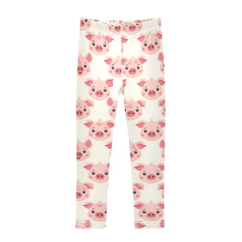 Cartoon Pig Face A Girls Leggings Athletic Pants Tights Stretch Bottom