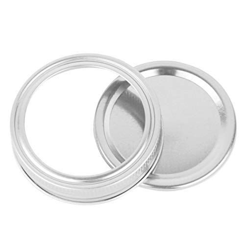 CHICTRY 10Pcs Mason Jar Sealing Lids Split-Type Leak Proof Stainless Steel Mason Storage Solid Caps for Canning Jars (Not Include Band) Silver Regular Mouth