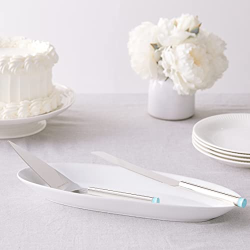 Kate Spade New York Take The Cake Knife And Server 2-Piece Dessert Serving Set, Silver-Plate And Turquoise #TOP3