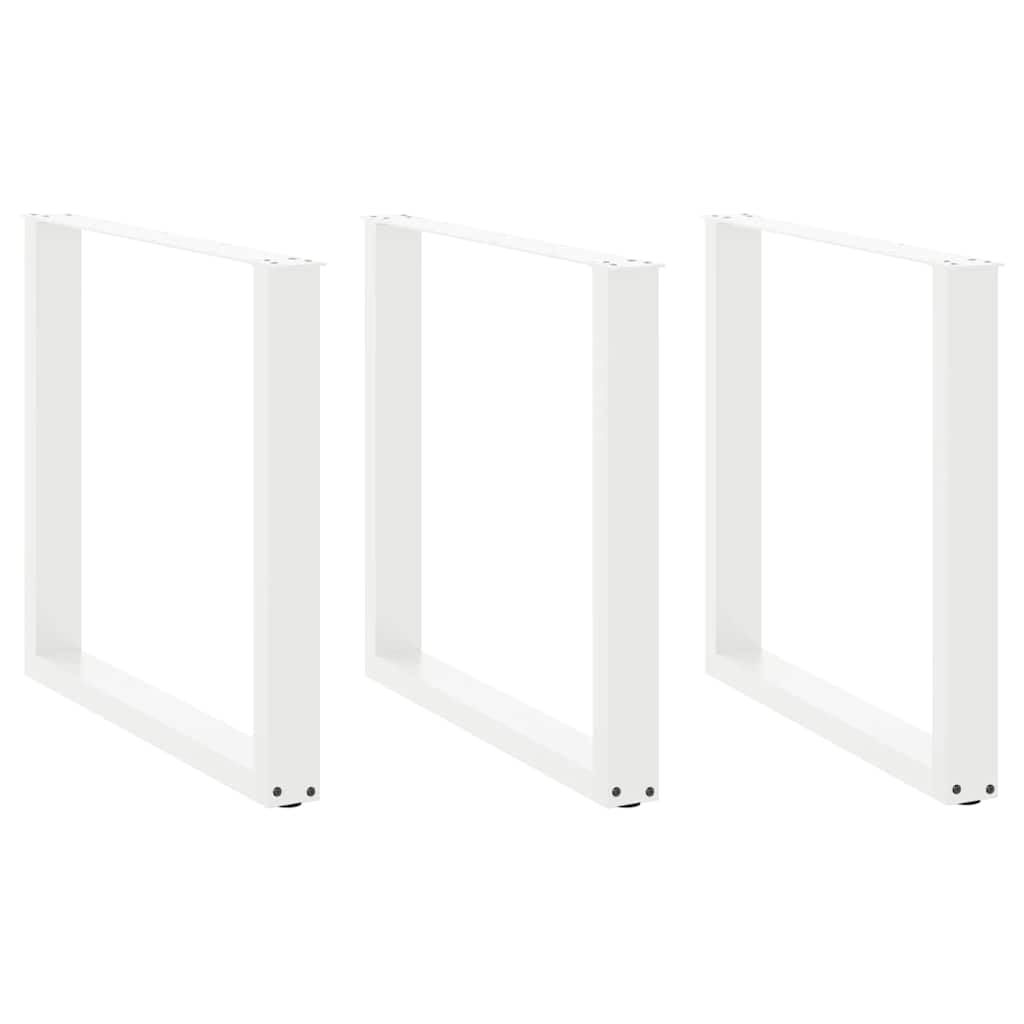 SXZenSpace Set of 3 White U-Shaped Dining Table Legs 80x73 cm Powder-Coated Steel with Adjustable Feet for DIY Kitchen Island, Coffee or Desk Projects UK