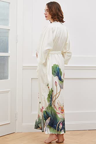 Ledamon Women's Kimono Long Robe - Classic Floral Bathrobe Nightgown4