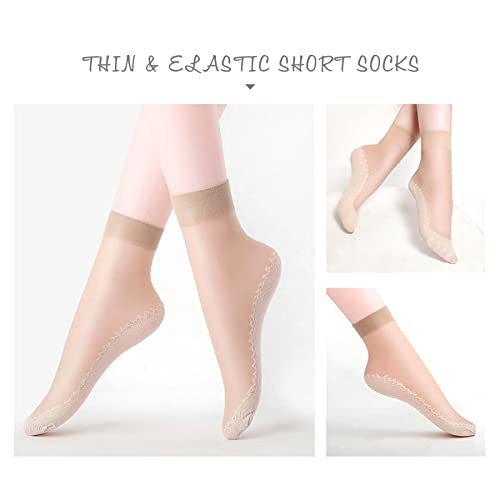 TeenFighter 10 Pairs Silky Nylon soft & breathable Ankle Socks for Girls, Cotton Sole Thin Elastic Socks for Women2