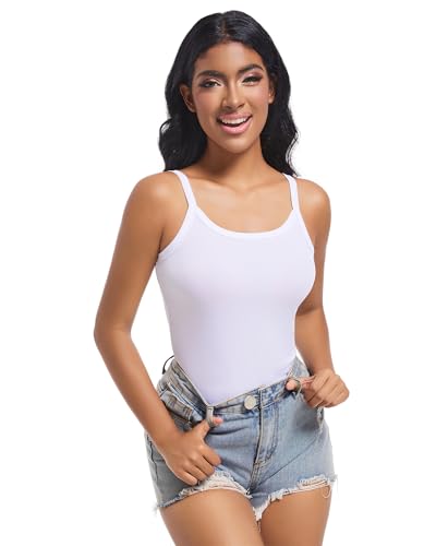 Women Scoop Neck Spaghetti Strap Ribbed Tank Tops Slim Fitted Shirts Basic Sleeveless Layering Camisole3