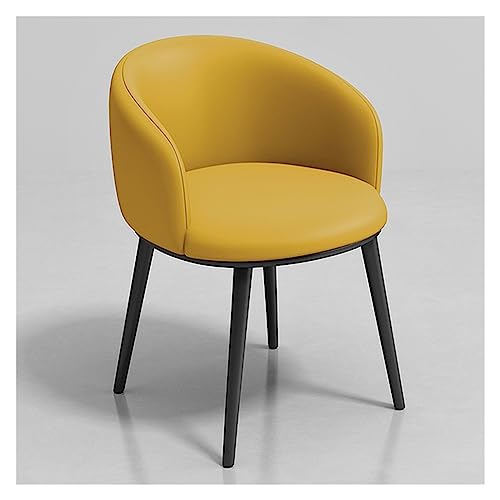 Moderno sillón de piel sintética amarillo con cómodo asiento acolchado y patas de metal, elegantes sillas de comedor para sala de estar, oficina, recepción y restaurante
