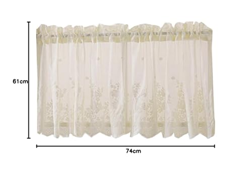 HOMSFOU Short Lace Curtains Half Window Curtain for Kitchen Balcony Bathroom Boys Girls Room Light Filtering and Ventilation - Image 4