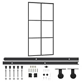 vidaXL Schiebetür mit Beschlag Glasschiebetür Glastür Glas Schiebe Tür Schiebetürsystem Laufschiene Schiebetürbeschlag ESG-Glas Aluminium 102x205cm