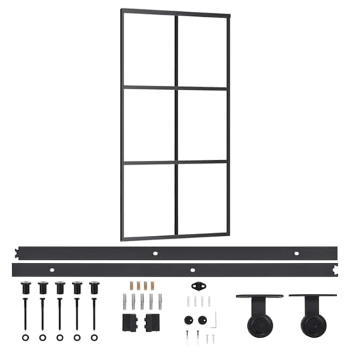 vidaXL Puerta Corredera con Herrajes Entrada Corrediza Deslizante Hogar Cuarto de Baño Salón Sala de Estar Habitación ESG Vidrio y Aluminio 102x205 cm