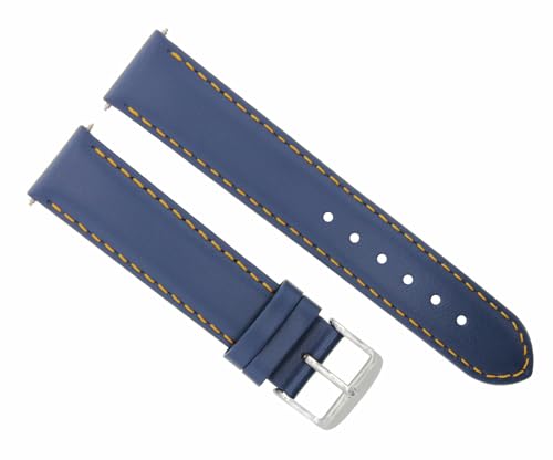 Ewatchparts 20mm Smooth Leather Watch Band Strap Compatible With Seiko Kinetic Presage SARW011 Watch With Orange Stitching