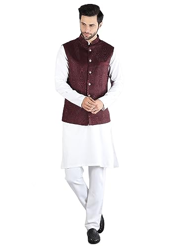 Image of Uri and MacKenzie Men's Silk Blend Kurta Pajama with Designer Ethnic Nehru Jacket /Modi Jacket