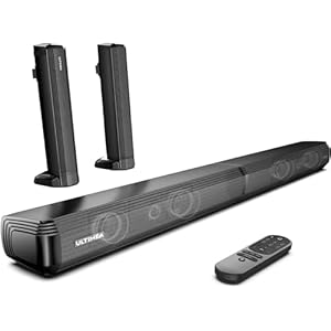 ULTIMEA 2.2ch Sound Bars for TV, Peak Power 100W, 2-in-1 Detachable Bluetooth 5.3 Soundbar for TV, 3 EQ Modes, Bass Adjustable for TV Speakers, ARC/Optical/Aux/Wall Mount, Apollo S40 Detachable Series