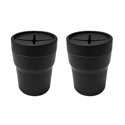 EVBOTGEE Lot de 2 Poubelles Voiture avec Couvercle Mini Poubelle Étanche pour Intérieur Compatible Porte Gobelet Accessoire Rangement Compact pour Habitacle