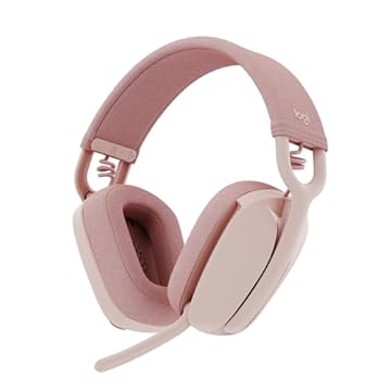 Headset Sem Fio Logitech Zone Vibe 100 Com Microfone Flip- to-Mute Com Cancelamento de Ruído, Conexão Bluetooth, Até 20h de Bateria, Design Leve e Confortável - Rosa