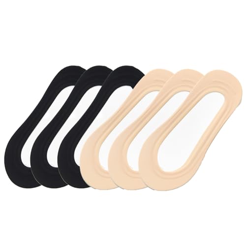 6 Pairs Women s No Show Socks Invisible Non Slip Low Cut Liner Socks for Heels Flats Loafers Black and Beige Thin Anti Slip