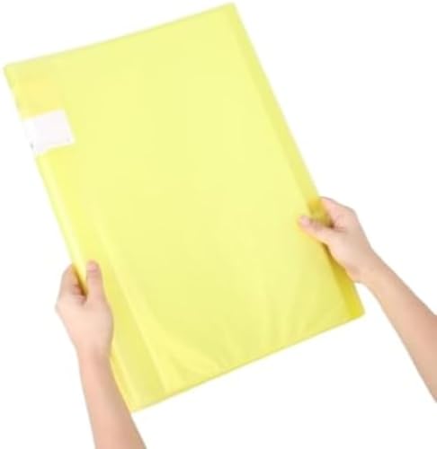 GGSYHHA 大判作品収納ファイル A2/A3兼用 - 30面クリアポケット 美術作品保存 ポスター整理 展示会用ポートフォリオ アート保管アルバム(透明なイエロー,4K)