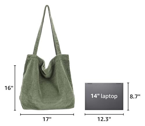 Image of 2026 Corduroy Tote Bag with Zipper Large Casual Handbags Shoulder Purse for Women