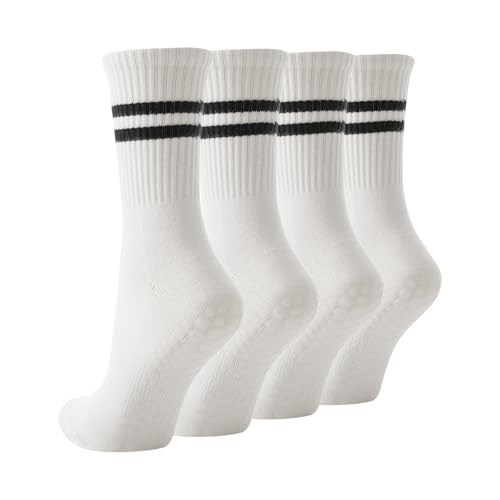 Image of TOAMOUR Pilates Socks with Grips for Women, 4 Pairs Non Slip Grippy Socks