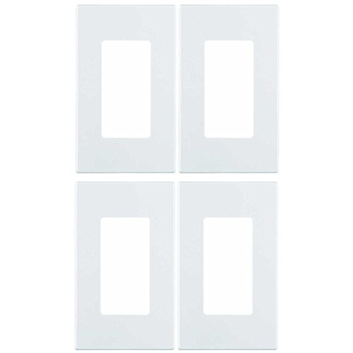 Leviton 80301-SW 1-Gang Decora Plus Wallplate Screwless Snap-On Mount (4 Pack, White)