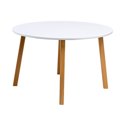 POSNORD Table Basse Ronde Ø80 cm Hauteur 50 cm – Table de Salon Bois Design Scandinave, 4 Pieds Bois de Hêtre, Table Basse Compacte Stable et Facile à...