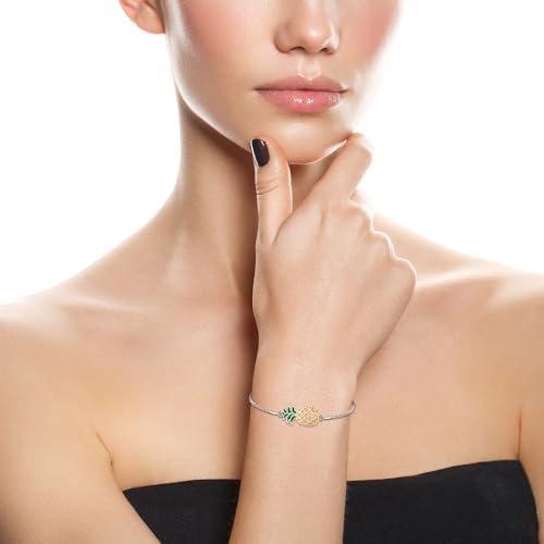 Pineapple Bracelet for Women Sterling Silver Pineapple Bracelets Upside Down Yellow Pineapples Jewelry Summer Valentines Gifts2