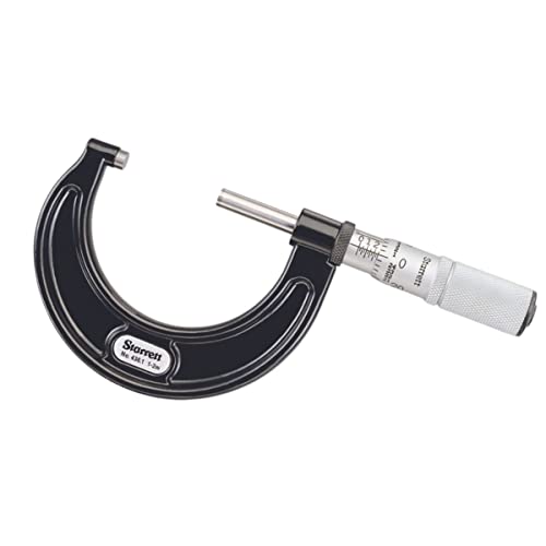 Starrett Outside Micrometer With One-Piece Spindle, Satin Chrome Finish And Tapered Frame - Quick And Easy Adjustment, 1-2" Range, .0001" Graduations - T436.1Xfl-2 #TOP19