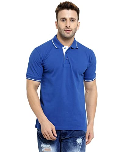 Image of Scott International Men's Organic Cotton Regular Fit Polo T-Shirt (Royal Blue with White, XL)