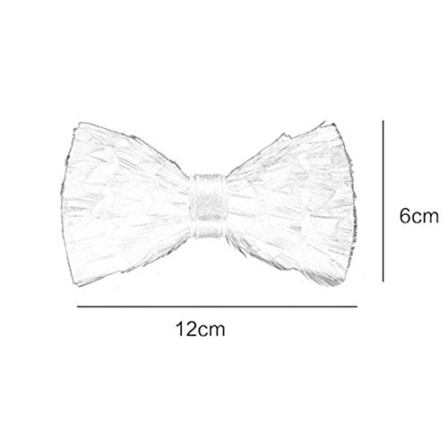 Drasawee Men's Handmade Feather Leather Bowtie Formal Party Bowties Malachite Green #TOP3