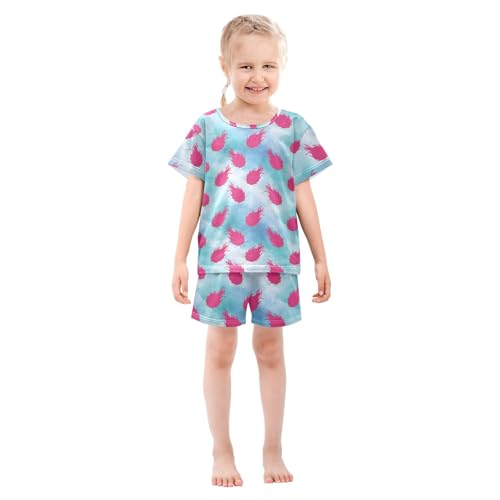 Dragon Fruit Blue Pattern Summer Cute Pajama Sets, Short Sets for Daily Wears and Sleep Wears3