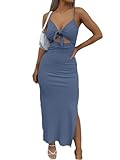 LYANER Women's Summer Tie Knot Cut Out Side Split...