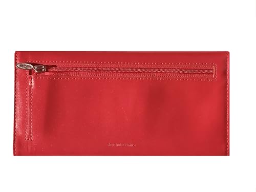 Big Skinny Women's Slimvelope Leather Tri-Fold Checkbook Slim Wallet, Holds Up to 40 Cards, Red2