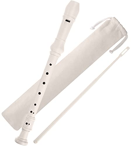 Flauta Dulce Soprano, Flauta para Escolar, Flauta de 8 Agujeros, Flauta de Plástico, Flauta Dulce con Digitación Alemana, Ideal para Escolar, Principiantes y Niños, Blanco marfil