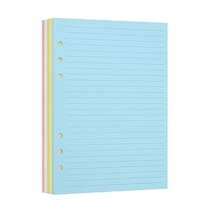 Luvtree Buntes A5 6-Ring Nachfüllpapier 50 Blatt