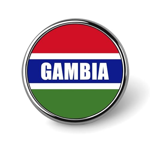 Broche ronde en métal représentant le drapeau de la Gambie - Insigne/bijou de revers unisexe