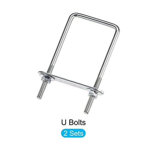 Image of METALLIXITY U Bolts 2 Sets (M6x50x150mm), Square U Bolt Carbon Steel with Accessories - for Construction, Pipe