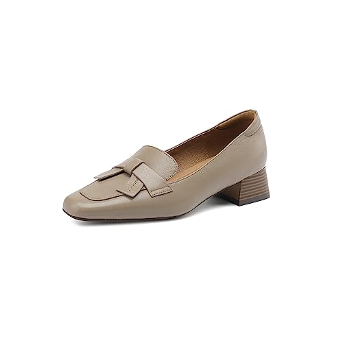Image of TinaCus Genuine Leather Square Toe Handmade Bowtie Women's Low Heels Casual Loafers Shoes