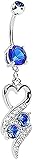 Body Piercing Jewelry, Fashion Surgical Steel heart Belly ring Body Piercing Navel Jewelry - Blue Navel Ring,Blue Surgical Steel & Nice and clever